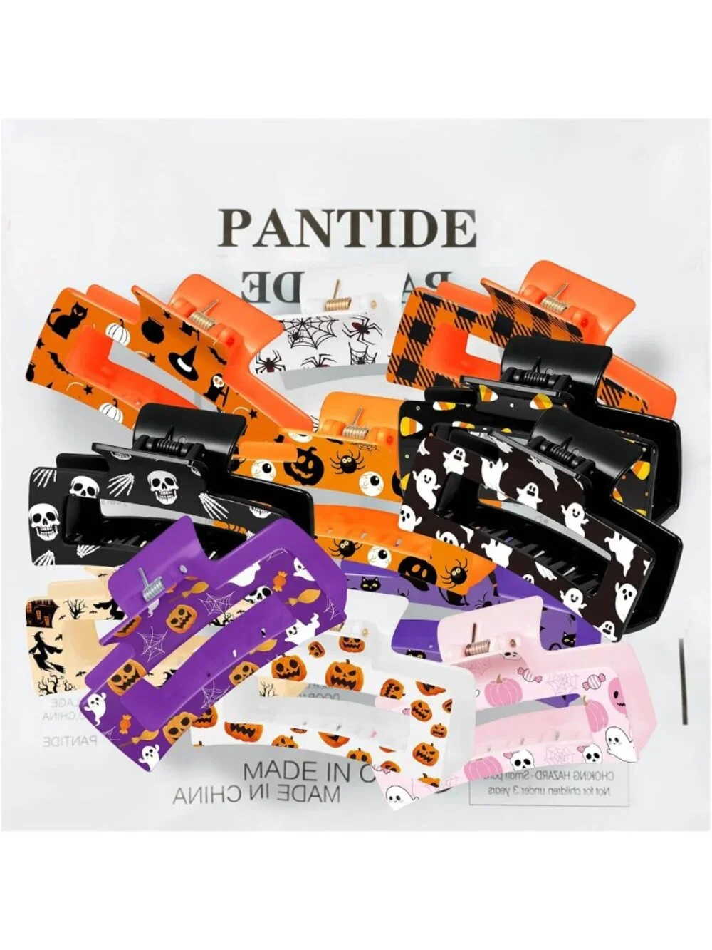 12Pcs Halloween Hair Claw Clips - Pumpkin, Ghost & Spider Web Accessories for